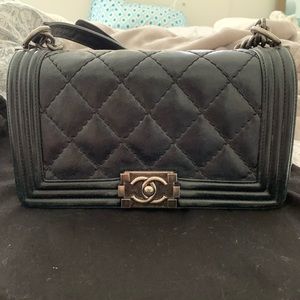 Chanel Calfskin Double Stitch Boy Black